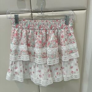 Altar'd State Pink Floral Ruffle Skort